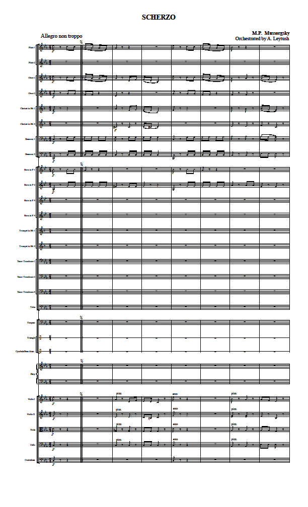 Mussorgsky  Unfinished Symphony, Allegro Assai, Scherzo (1860)